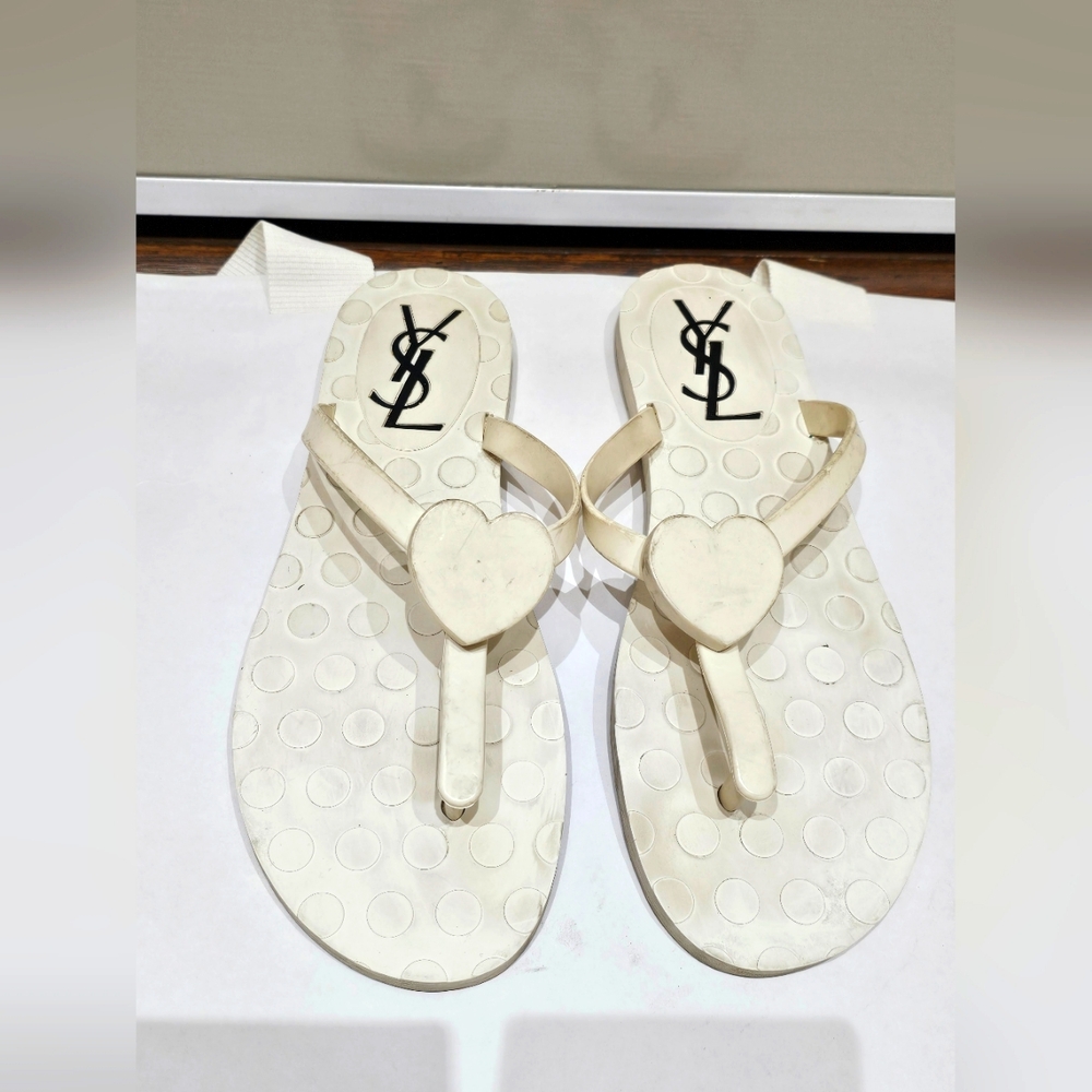 Yves Saint Laurent heart rubber slides